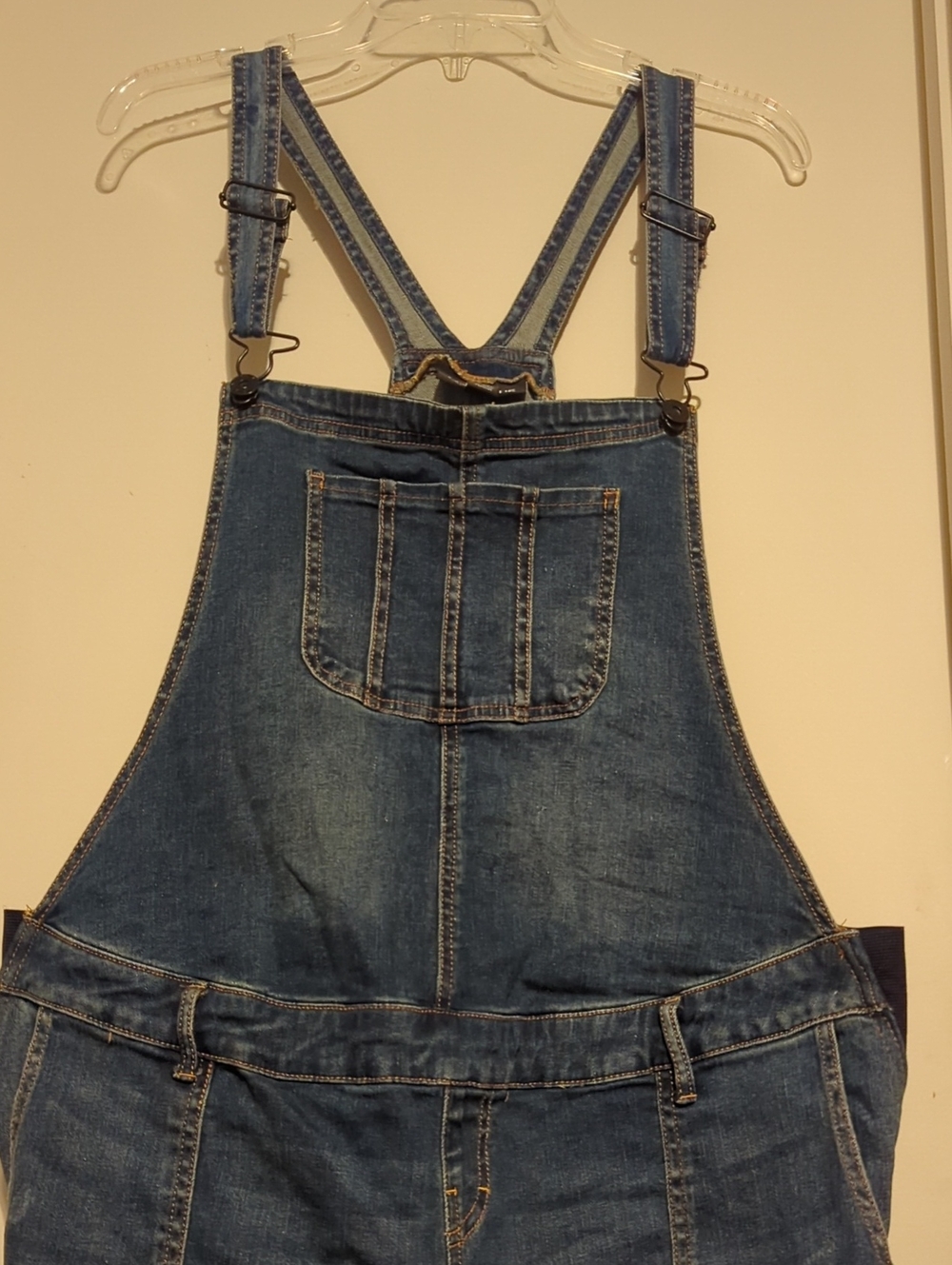 Maternity Indigo Blue Denim Overalls in Medium Blue